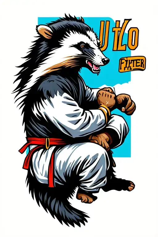 honey badger jiu jitsu fighter grappling tattoo design idea