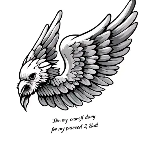 angle wings with a date for my passed away dad tattoo design idea