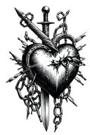 a dagger stab piercing a chained heart tattoo tattoo design idea