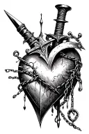 a dagger stab piercing a chained heart tattoo tattoo design idea