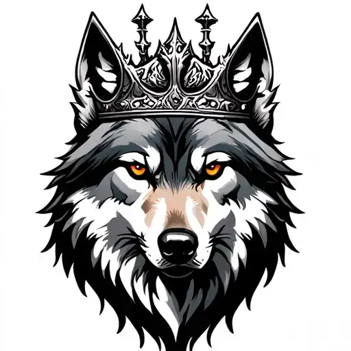wolf king crown tattoo design idea