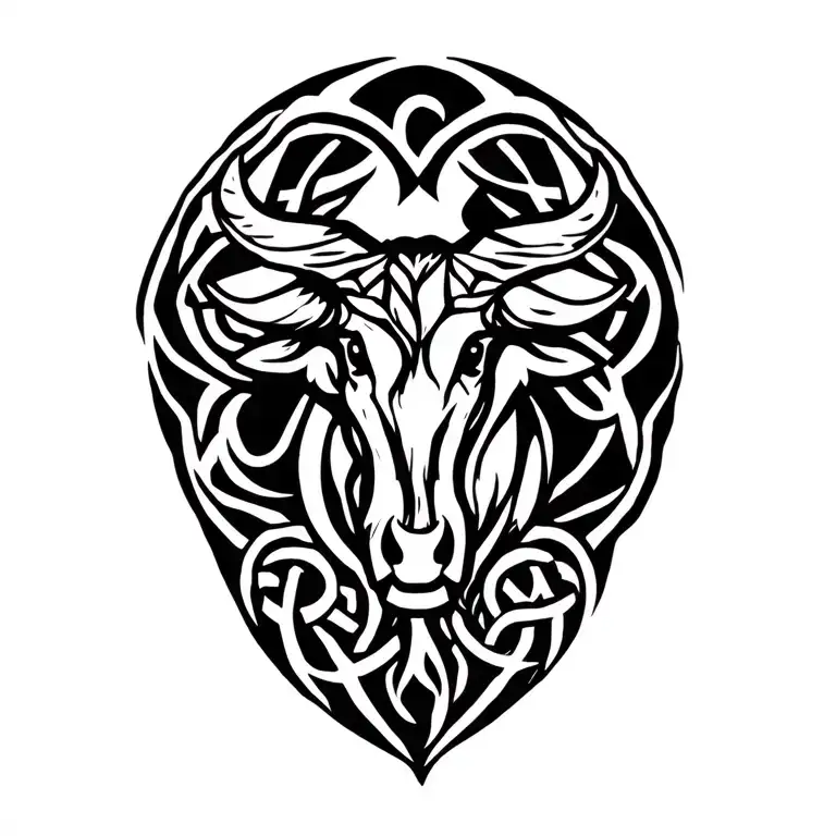 Celtic bull and fehu rune tattoo design idea