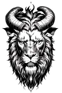 satan and lion head tattoo design idea