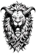 satan and lion head tattoo design idea