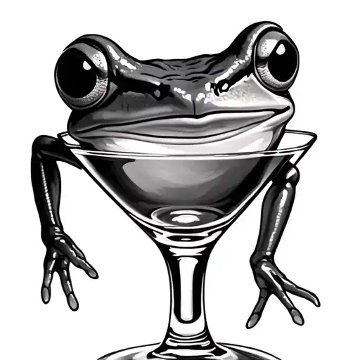 frog in a martini glass tattoo design idea