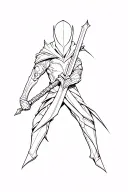 Azrael Arkham Knight holding a Sword tattoo design idea