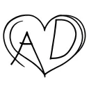 A and D initial heart made entirely tattoo design idea