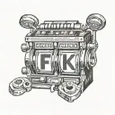 a slot machine drum in which the letters u c k are in place and on the first drum the letter f and l are spinning tattoo design idea