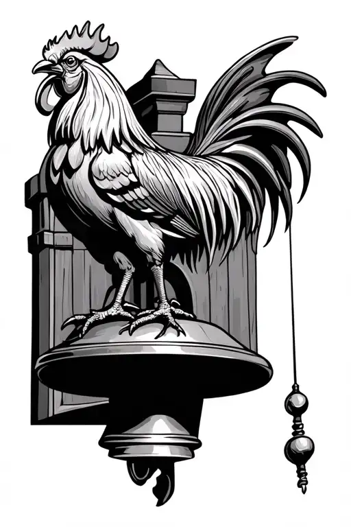 Strong Rooster on church bell tower tattoo design idea