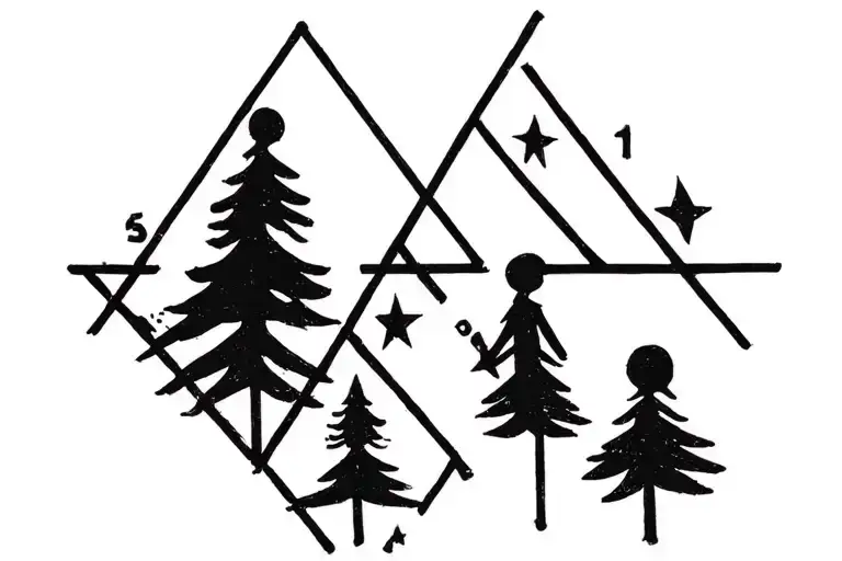 2 geometric triangles signifying parents and 3 progressively smaller geometric triangle representing children tattoo design idea