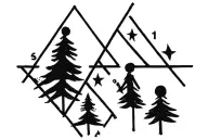 2 geometric triangles signifying parents and 3 progressively smaller geometric triangle representing children tattoo design idea