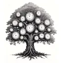 Family Tree with roman numerals in tree trunk tattoo design idea