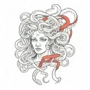 Medusa Gorgon with a red ribbon tattoo design idea