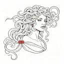 Medusa Gorgon with a red ribbon tattoo design idea