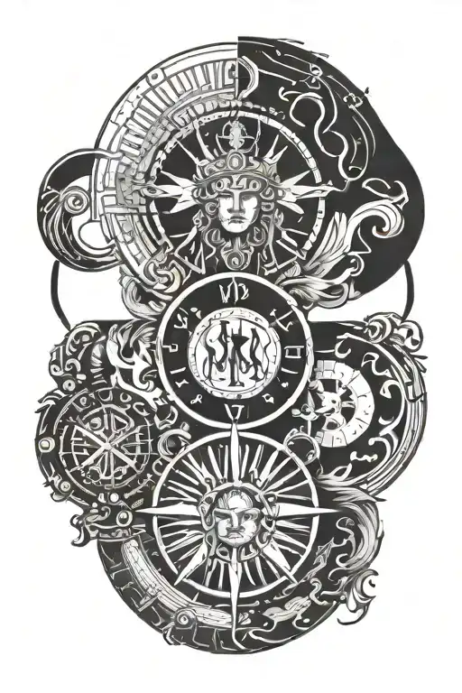 THE ROMAN IMPERATOR SIGIL with the God mars on the lefy and the goddess fortuna on the right.  tattoo design idea