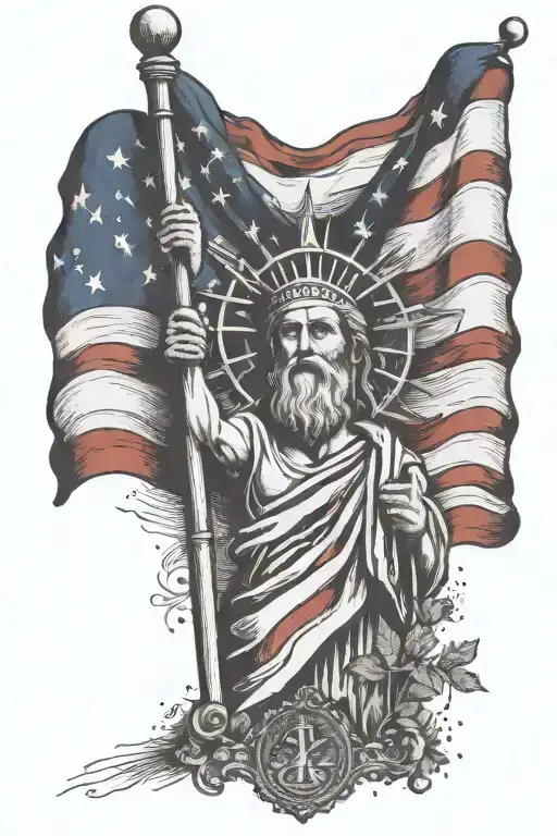Saint Jude and USA flag, tattoo design idea