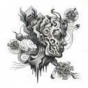 overthinking abstract tattoo design idea