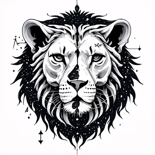 Leo constellation merging together to form skeleton  tattoo design idea