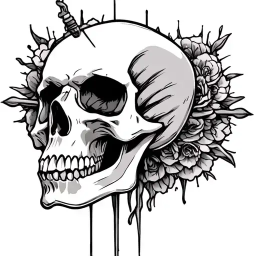 Holy Death Skull tattoo design idea