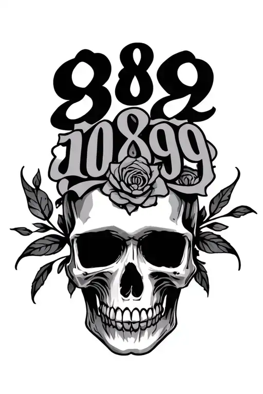 "08 08 1999" blessing skull tattoo design idea