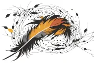 feathers falling throug space tattoo design idea