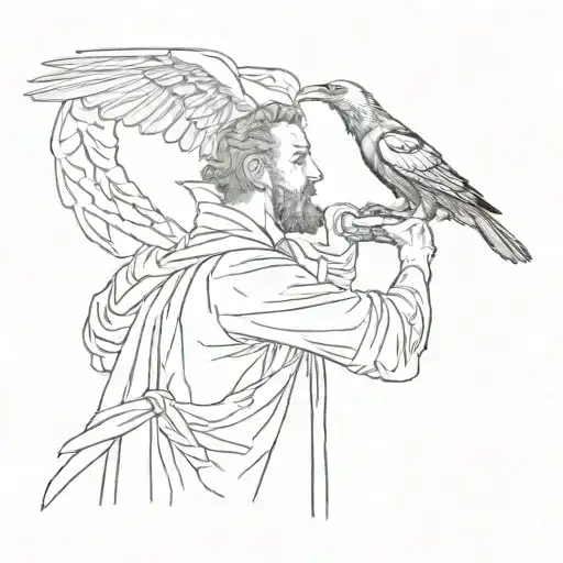 Elijah being fed by ravens tattoo design idea