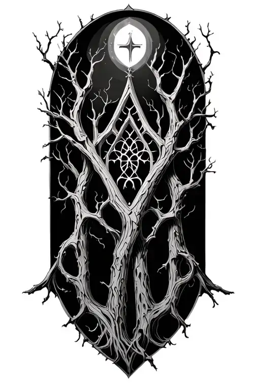 tree branches that form a gothic cathedral  tattoo design idea