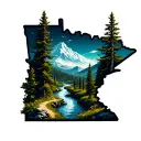 path winding hiking trail inside shape of minnesota tattoo design idea