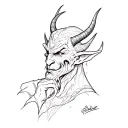 a devil with horns on a forearm tattoo design idea