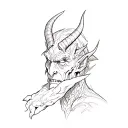 a devil with horns on a forearm tattoo design idea