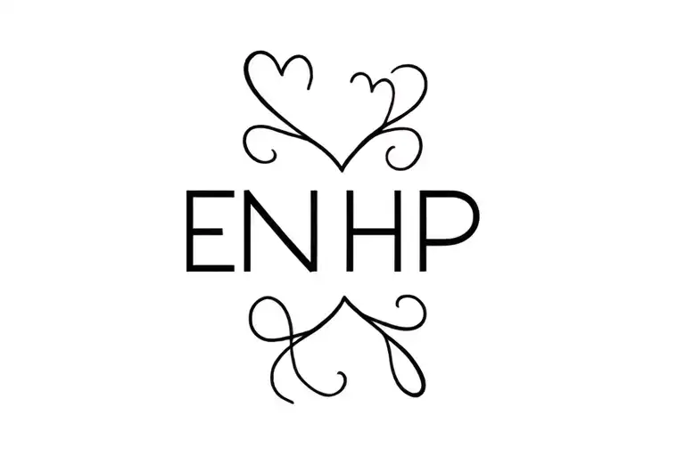 ENHP initials with hearts surrounded tattoo design idea