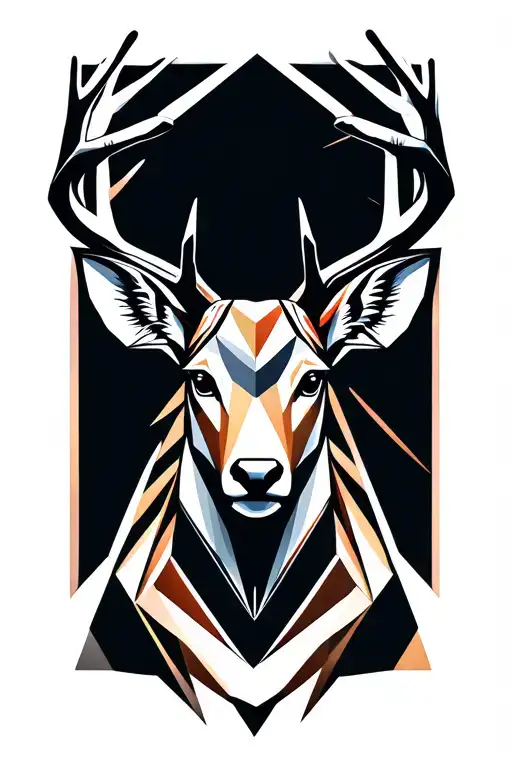 deer head geometric abstract representation tattoo design idea