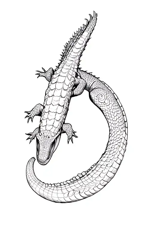 Japanese style crocodile tattoo design idea