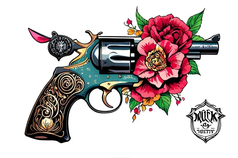 lucky guns feminine tattoo design idea
