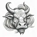 angry bull's head tattoo design idea