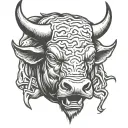 angry bull's head tattoo design idea