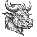 angry bull's head tattoo design idea