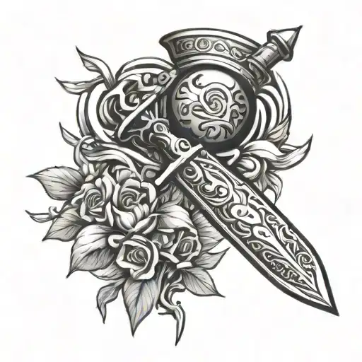 Dagger of Seth and Heart tattoo design idea