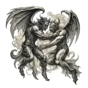 Demons And Angels Fighting tattoo design idea