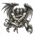 Demons And Angels Fighting tattoo design idea