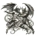 Demons And Angels Fighting tattoo design idea