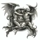 Demons And Angels Fighting tattoo design idea