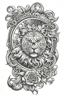 lion clock tattoo design idea