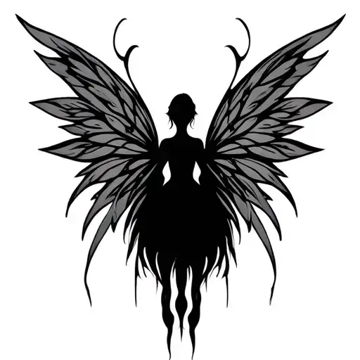 tribal fairy wings spread wide tattoo design idea