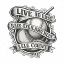 live life like an 0-2 count baseball seams tattoo design idea