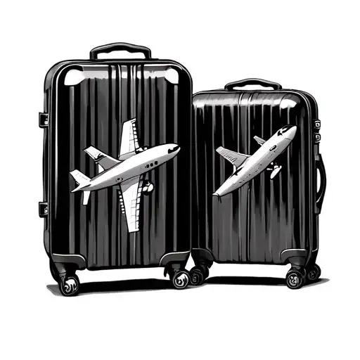 2 suitcases planes tattoo design idea