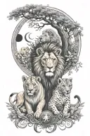 lion cubs, pharaoh, tree of life, angel numbers, anime, energy, sun, moon, elements, adinkra, Africa, 444, yin yang tattoo design idea