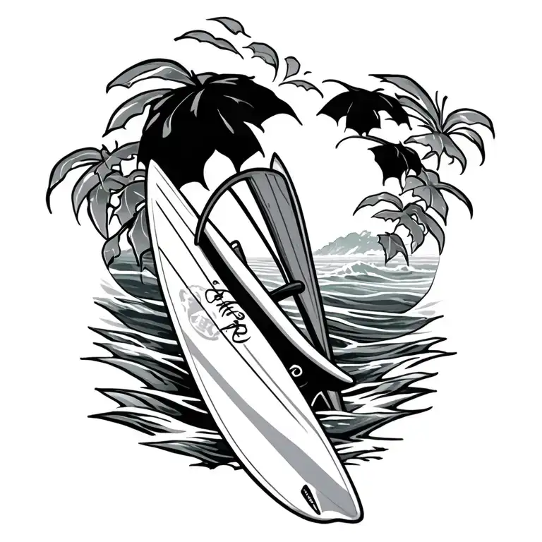 surfboard tattoo design idea