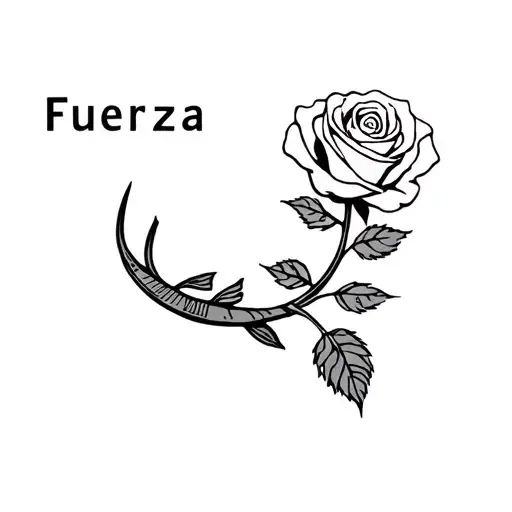 can u find me a fuerza tattoo. i spent some time in spain and want a tattoo that means strength. rose and fish hook tattoo design idea