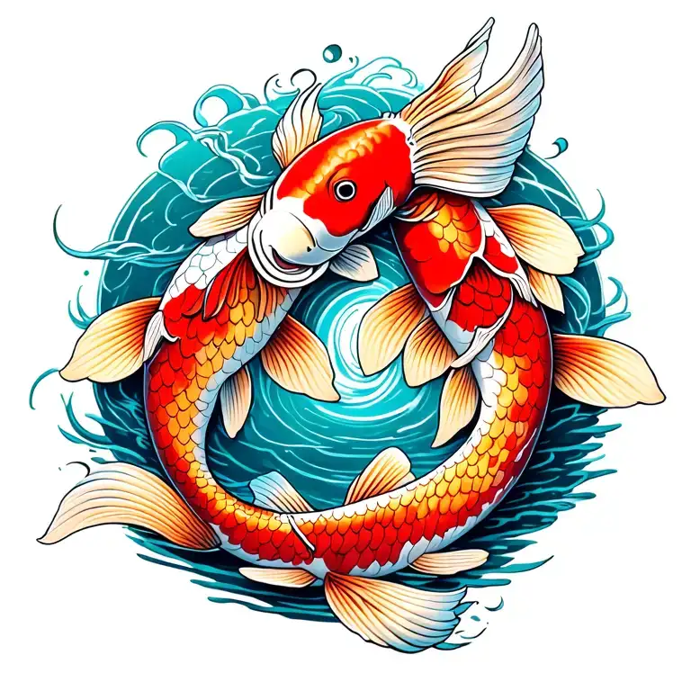 2 koi fish tattoo design idea